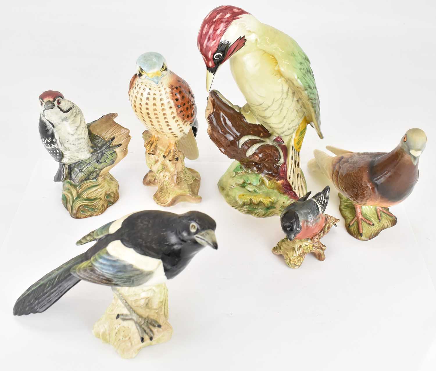 BESWICK; six bird ornaments to include 'Woodpecker' no. 1218, height 21.5cm, 'Falcon' no. 2316, ' - Image 3 of 3