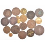 Various 19th century and other tokens to include a 1902 Edward VII imitation half sovereign, a