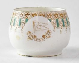 WHITE STAR LINE; a teacup with enamel decorated in the wisteria pattern, numbered to base Ro no.