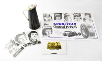 Four Goodyear signed photographs of drivers, comprising Willie Rutherford, Jackie Stewart, James