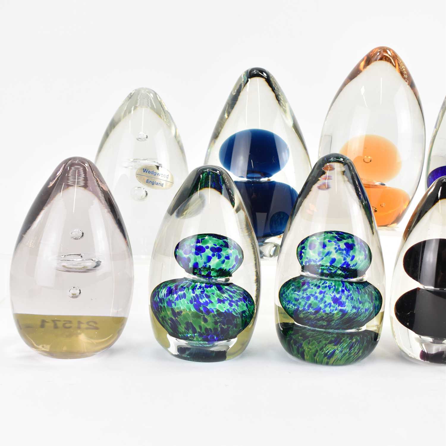 Ten cone-shaped glass paperweights, various colours and designs, average height 10cm (10). Condition - Image 2 of 3