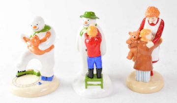 THE SNOWMAN; three Coalport Characters figures, comprising 'Hug for Mum', 'Adding a Smile' and '