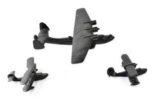 Three black painted 'Spotter' recognition planes comprising the German D024 Flying Boat, the