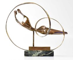 † ARTHUR DOOLEY (1929-1994); bronze sculpture 'Reclining Figure', stamped to the reverse 'AD 69',