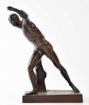 A Barbedienne bronze model of a nude Grecian male, signed F Barbedienne Fondeur, on square base,