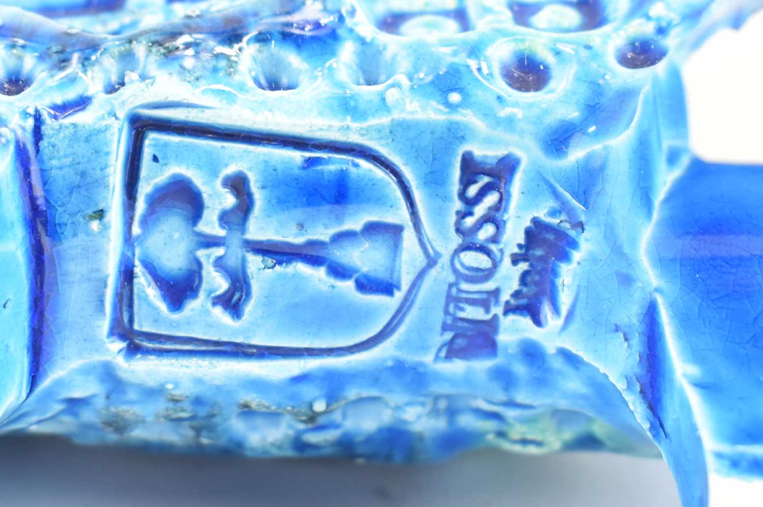 ALDO LONDI FOR BITOSSI; an Italian ceramic elephant decorated with the Rimini blue glaze, with - Image 4 of 4