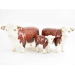 BESWICK; a Hereford family group, comprising Bull 1363A, Cow 1360 and Calf 1406B (3). Condition