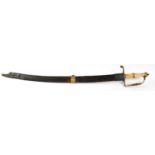 X A c.1790 Naval officer's spadroon with 28" curved blade, fluted ivory grip with gilt brass band