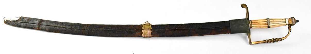 X A c.1790 Naval officer's spadroon with 28" curved blade, fluted ivory grip with gilt brass band