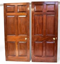 Five solid mahogany internal doors with fielded panels and brass furniture (5). Condition Report: