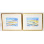 † PAULA VELARDI (British, 20th century); pair of oils on canvas, 'Southport Blackpool' and 'Low Tide