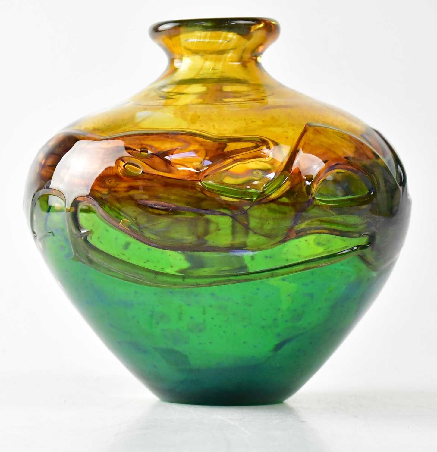 PETER WHEELER FOR WHITEFRIARS; a Peacock Studio Range vase of baluster form, with amber-coloured - Image 2 of 2