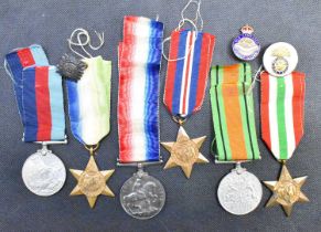 A father and son medal group, comprising a British War Medal awarded to Pte. W. Shackshaft, South
