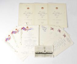 RMS HILDEBRAND; a collection of ten 1953 Coronation Royal Naval Review dining cards, comprising