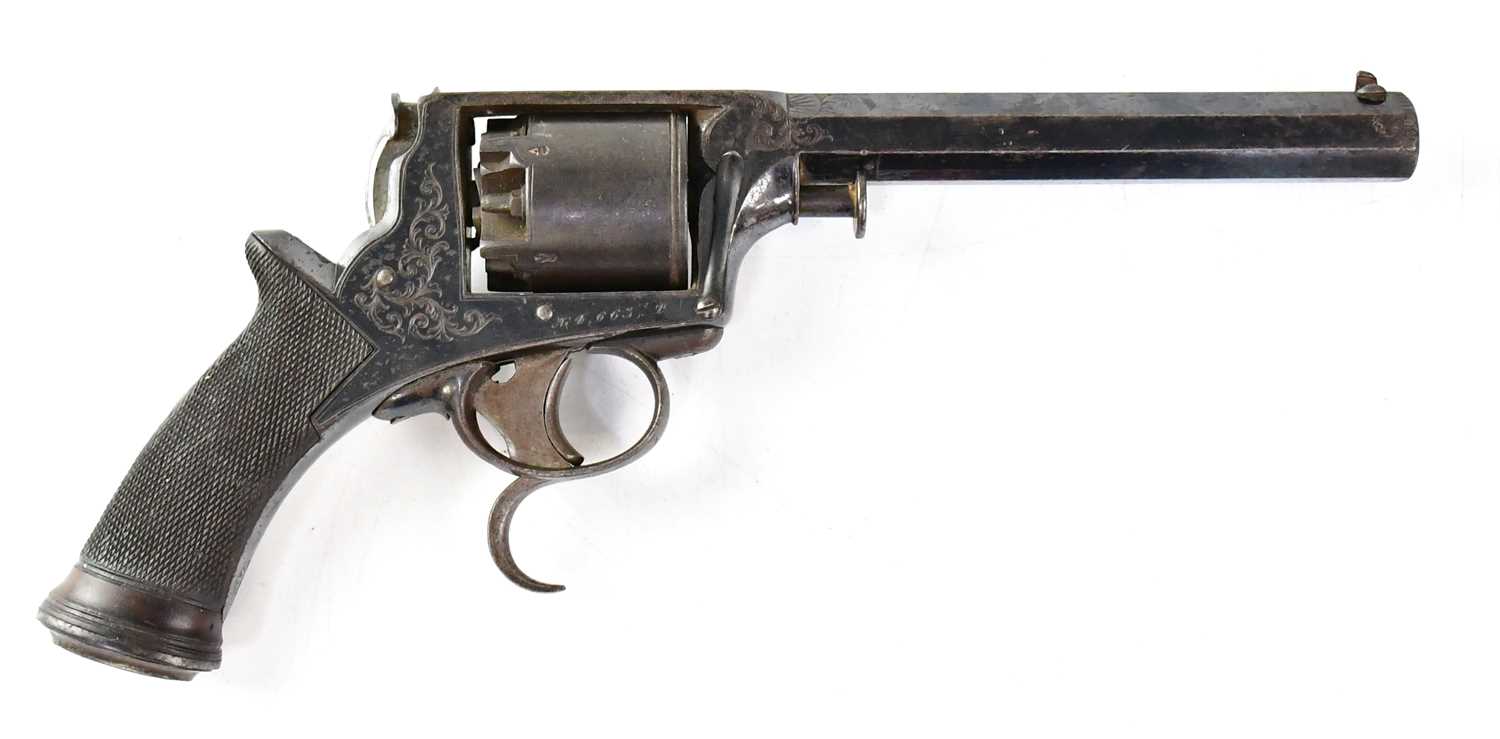TRANTER; a mid-19th century 54 bore five shot percussion cap revolver, 6" octagonal barrel,