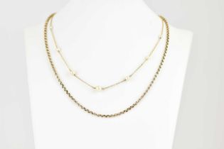 A 9ct gold belcher link necklace with hoop clasp, length 40cm, approx. 3.9g, together with a