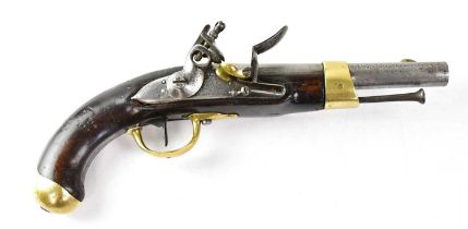 An early 19th century French .65" flintlock pistolet modèle XIII, the 7.5" barrel stamped 1809