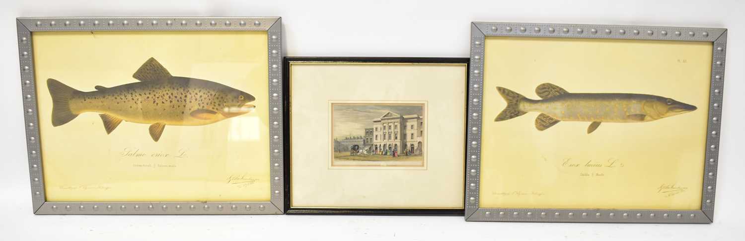 AFTER CHAMBERS; a pair of architectural reproduction prints, together with two coloured etchings, ' - Image 2 of 2