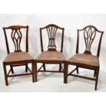 Ten Georgian dining chairs, comprising two sets of four and a further pair of velour covered drop-in
