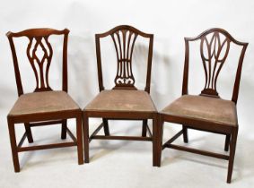 Ten Georgian dining chairs, comprising two sets of four and a further pair of velour covered drop-in