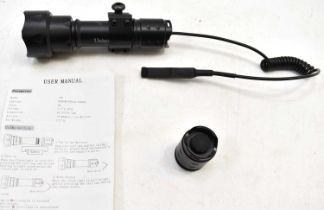 Rifle or pistol fitted Unique UV torch with remote control cable.