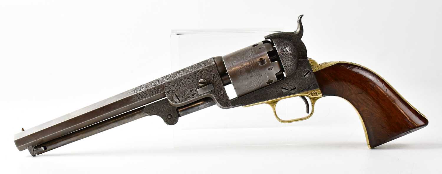 COLT; a London made 1851 Navy pattern .36" six shot single action percussion cap revolver with - Image 4 of 16
