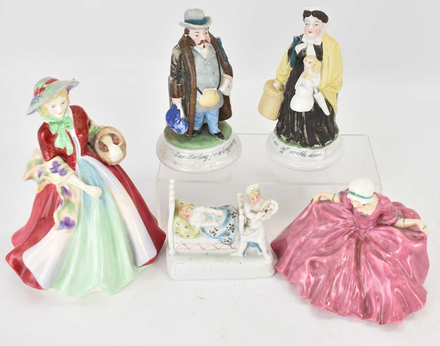 Five porcelain figures comprising Paragon 'Lady Marilyn', no.52GW, height 20cm, Royal Doulton - Image 2 of 4