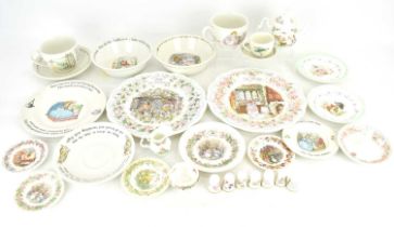 Beatrix Potter and Brambly Hedge collectible ceramics comprising twelve Wedgwood pieces to include