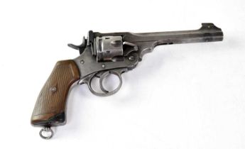 WEBLEY; a deactivated Mk VI 1918 Patent .455" six shot double action service revolver, with