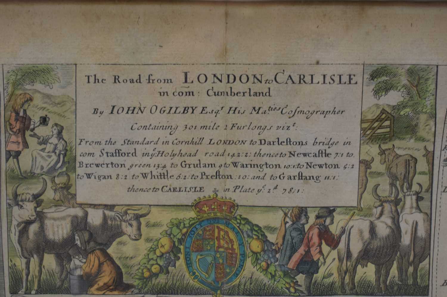 JOHN OGILVY; two 18th century or later road maps, titled 'The Road from London to Carlisle in Com: - Image 6 of 6