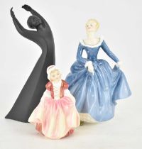 ROYAL DOULTON; three porcelain figures comprising HN2334 'Fragrance', height 19cm, HN2120 'Dinky