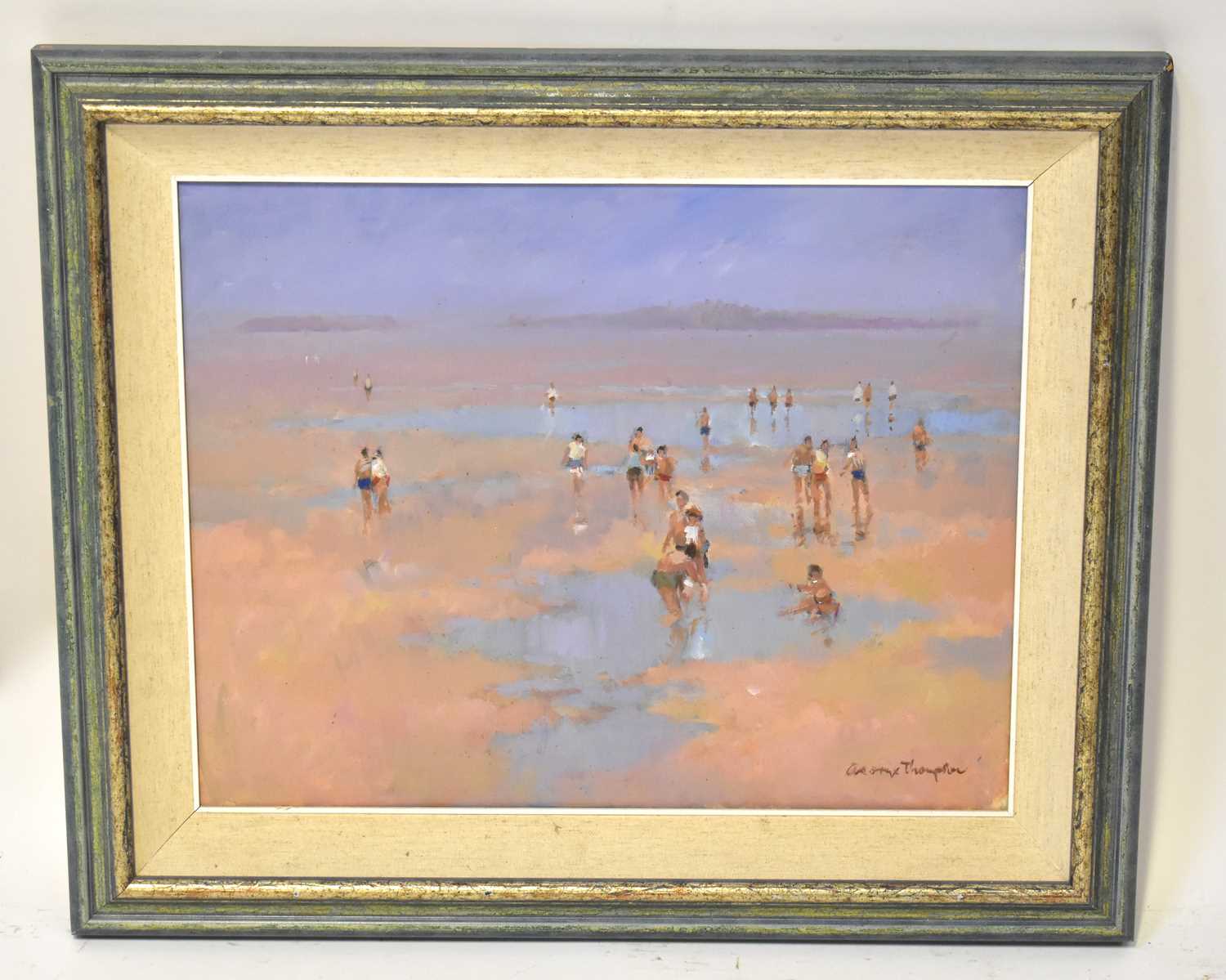 † GEORGE THOMPSON (1934-2019); oil on canvas, 'Beach at West Kirby', signed lower right, signed