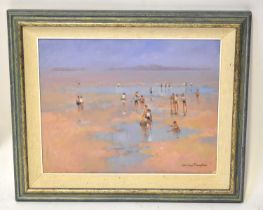 † GEORGE THOMPSON (1934-2019); oil on canvas, 'Beach at West Kirby', signed lower right, signed