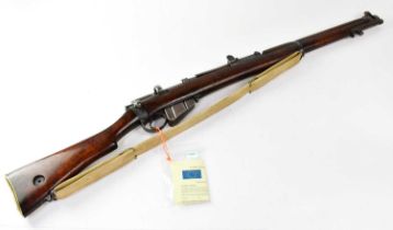 ENFIELD; a deactivated Lee Enfield .303" S.M.L.E. fully stocked bolt action rifle with canvas sling,