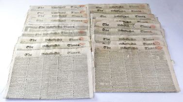 THE TIMES; a group of various issues, mainly dated 1823, with examples from 1815, and 1889.