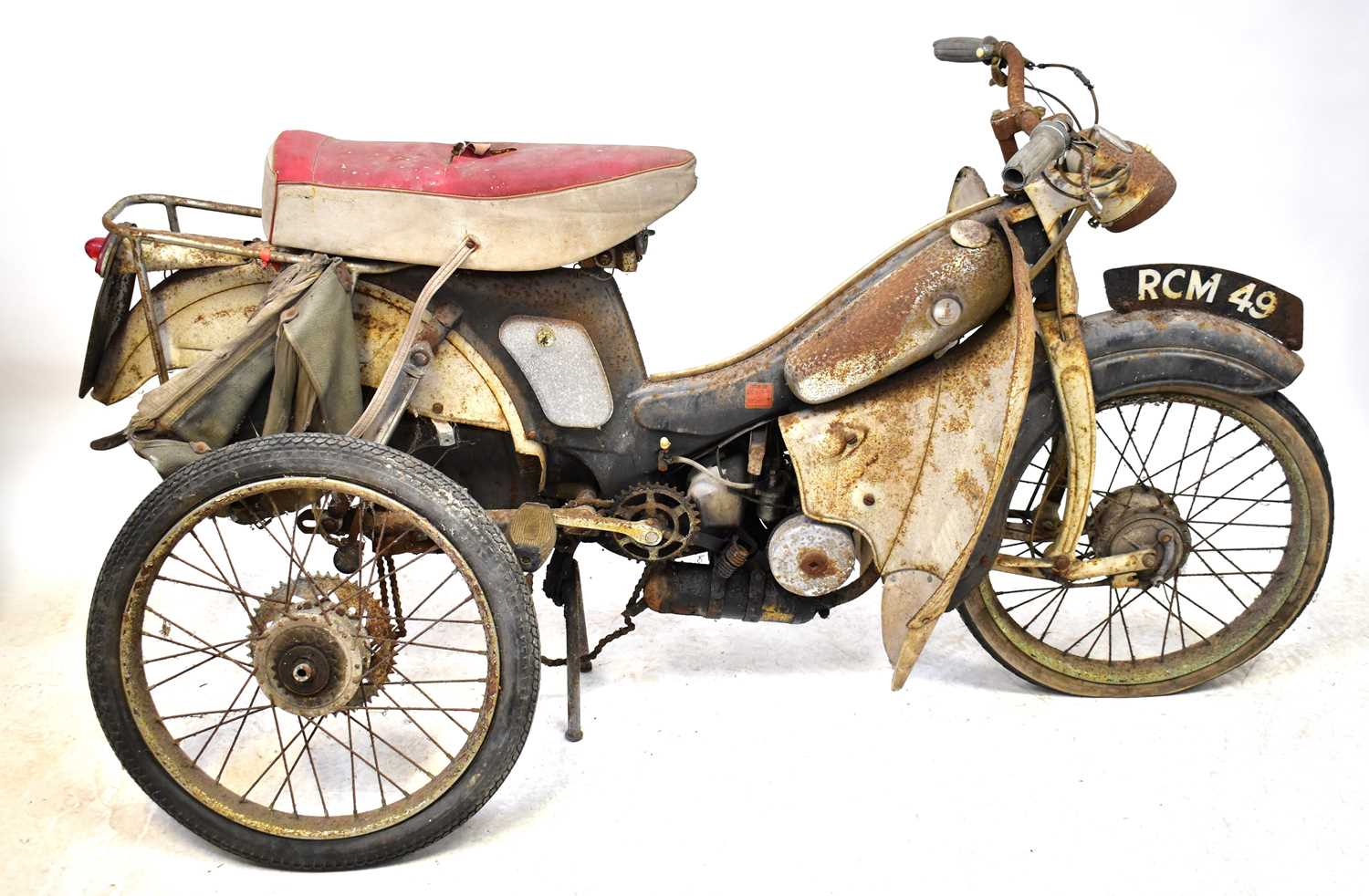 A Raleigh Supermatic Scooterette for restoration, registration RCM 49.