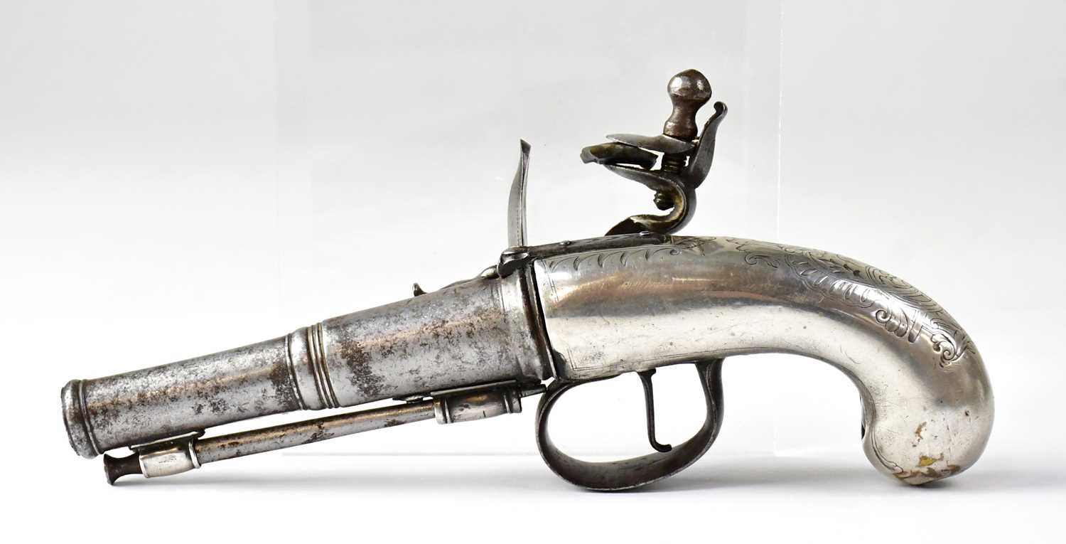 ARNOLD NIQUET LE JEUNE (JUNIOR); an 18th century 50 bore flintlock pocket pistol with 3 1/2" Queen - Image 4 of 5