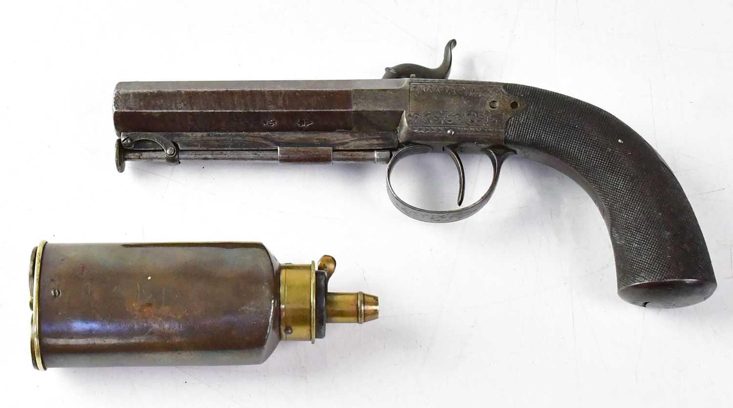 G & J DEANE, LONDON BRIDGE; a 19th century 28 bore percussion cap pocket pistol, 3.5" octagonal - Image 2 of 2