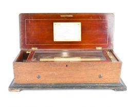 NICOLE FRÉRES; a 19th century rosewood music box playing on eight airs, with original Nicole