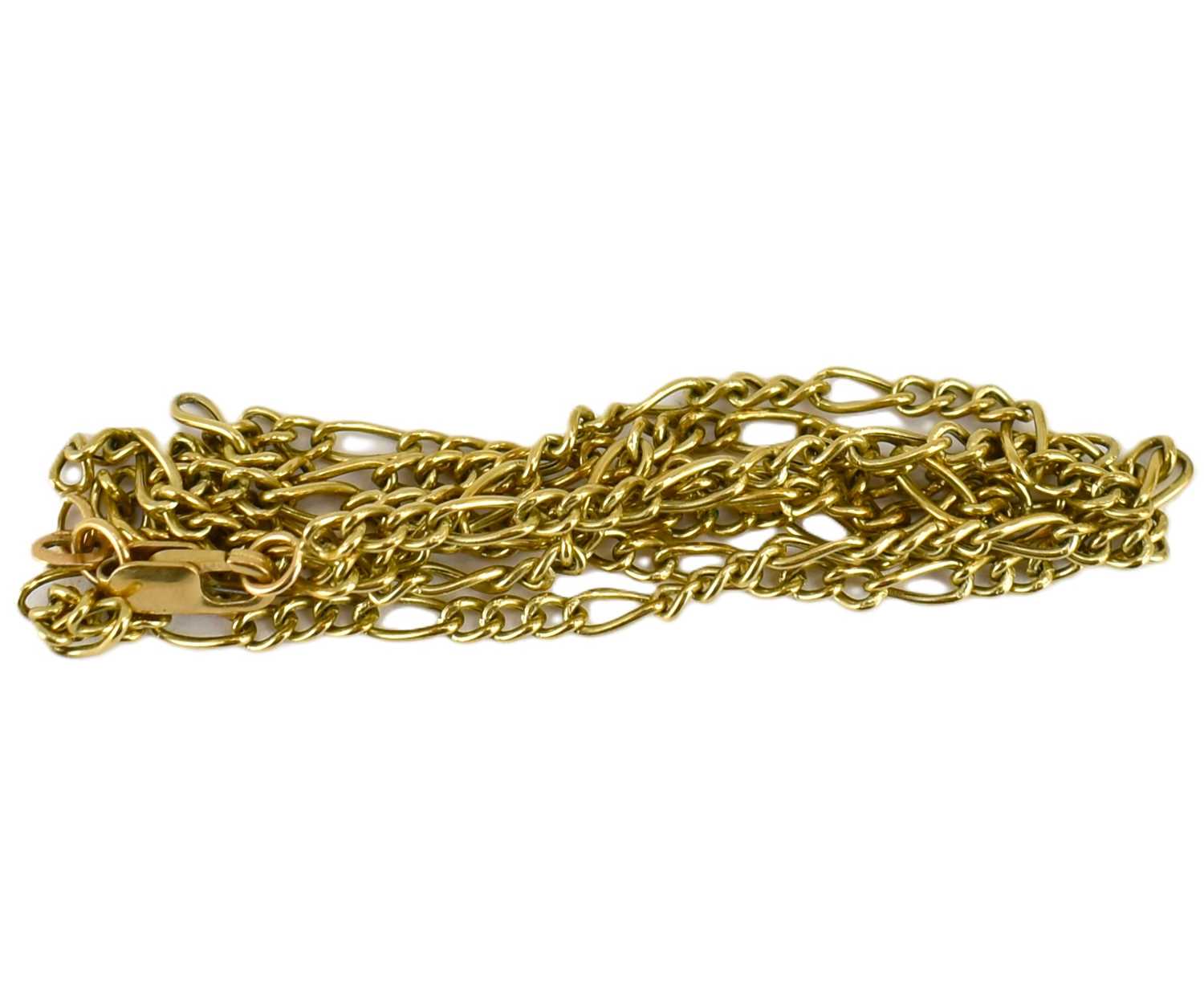 A 9ct gold Figaro link necklace with lobster claw clasp, length 44cm, approx. 2.4g. - Image 2 of 2