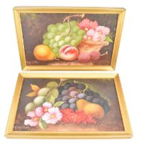 T WILSON (Lake District, 19th century); a pair of oil on board, fallen fruit, signed lower left,
