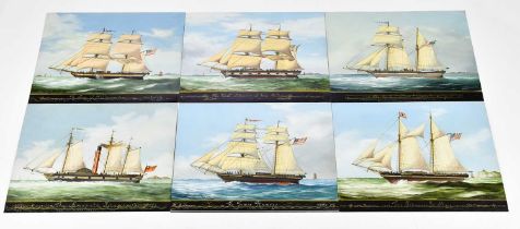 † ATTRIBUTED TO JOHN BENTHAM DINSDALE; six maritime painted copper panels, comprising 'The U.S.