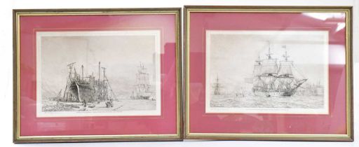 † HAROLD WYLLIE (1880-1975) RE; four artist's proof drypoint etchings titled 'Building of H.M.S.