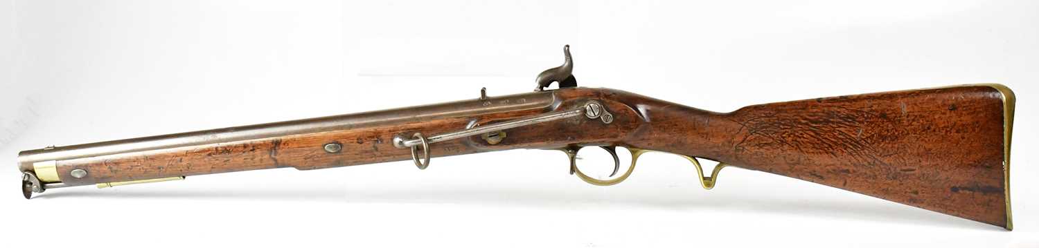 TOWER, LONDON; a 19th century Yeomanry cavalry .65" percussion cap saddle ring carbine, with 19" - Image 2 of 2