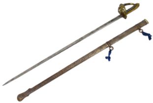 A Crimean War period Victorian British infantry officer's uniform sword with shagreen and copper
