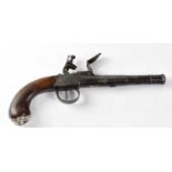 H. DELANY, LONDON; a late 17th/early 18th century 22 bore flintlock pistol, 4.25" three stage turn-