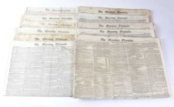 THE MORNING CHRONICLE; a group of issues, dated 1820, 1821, 1822, 1824, 1825 and 1832.