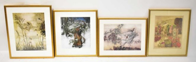 Sixteen Arthur Rackham prints, to include illustrations from 'The Romance of King Arthur', '