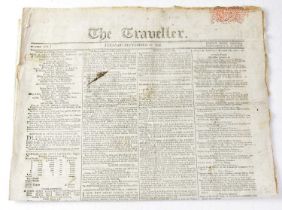 An issue of The Traveller, dated September 29th 1801, with short article "A Cornwall Engineer has