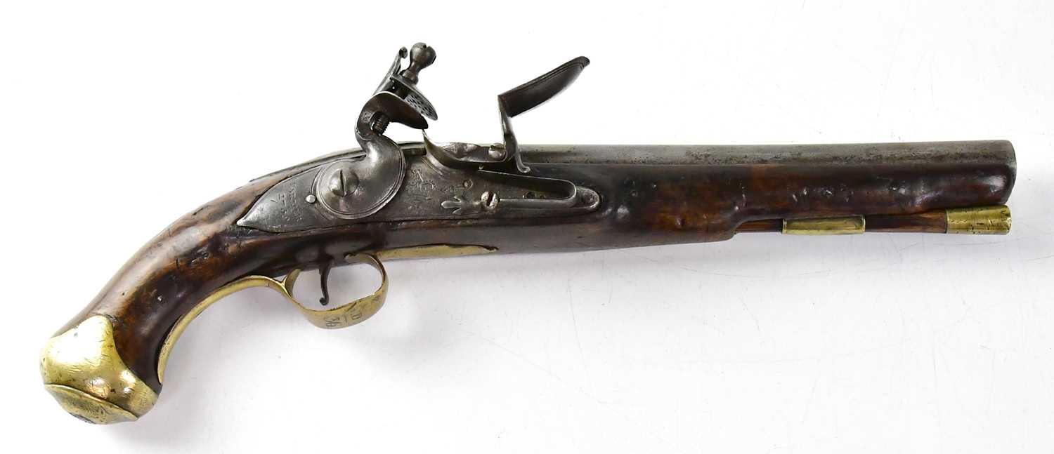 An 18th century British military 1759 pattern light dragoon .65" flintlock pistol, the 9" barrel